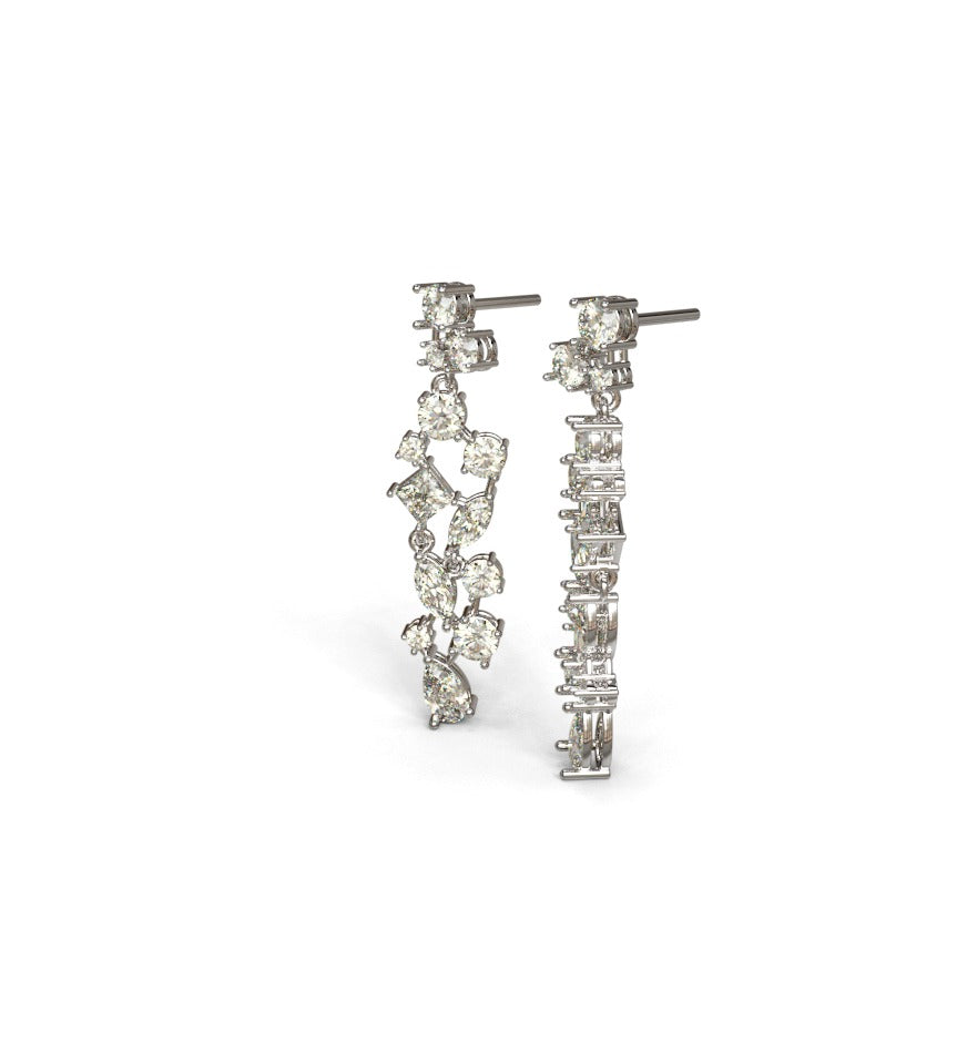 Fancy Shapes Cluster Diamond Dangle Earring image 8