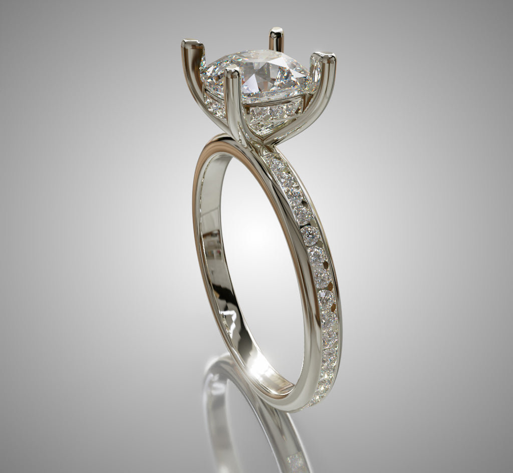 2ct Hidden Halo Cushion Center Channel Engagement Ring image 7