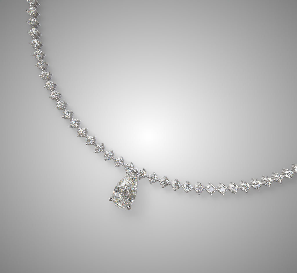 Tapered Link Pear Diamond  Necklace image 11