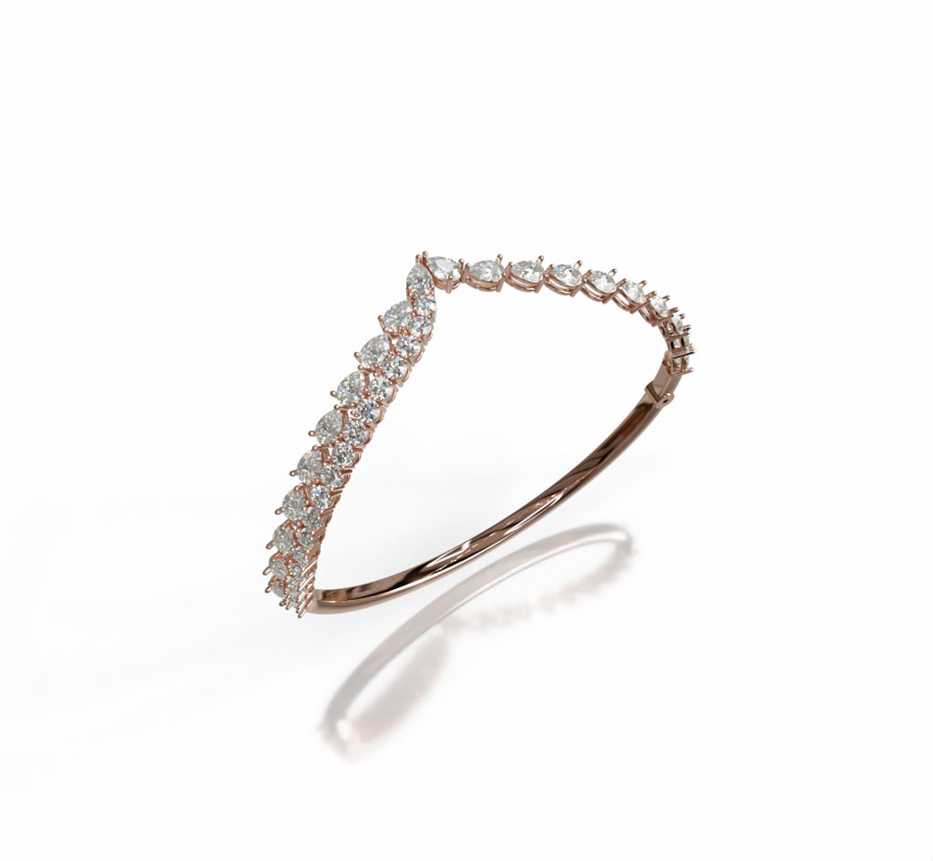 V Shape Pear Shapes and Round Diamond Bangle image 0