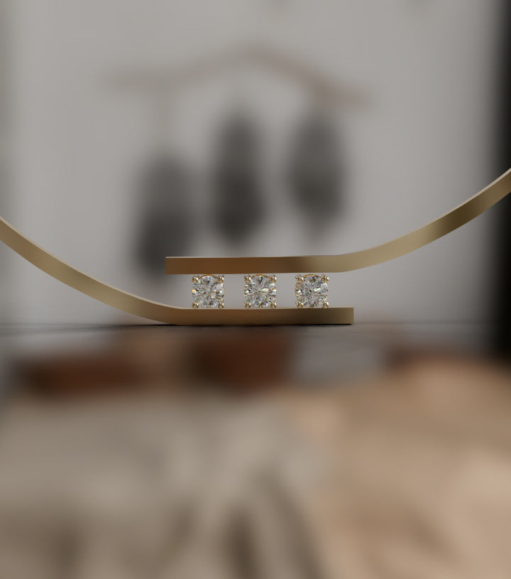 Solid 3/4 Way Satin Gold Diamond Necklace image 1