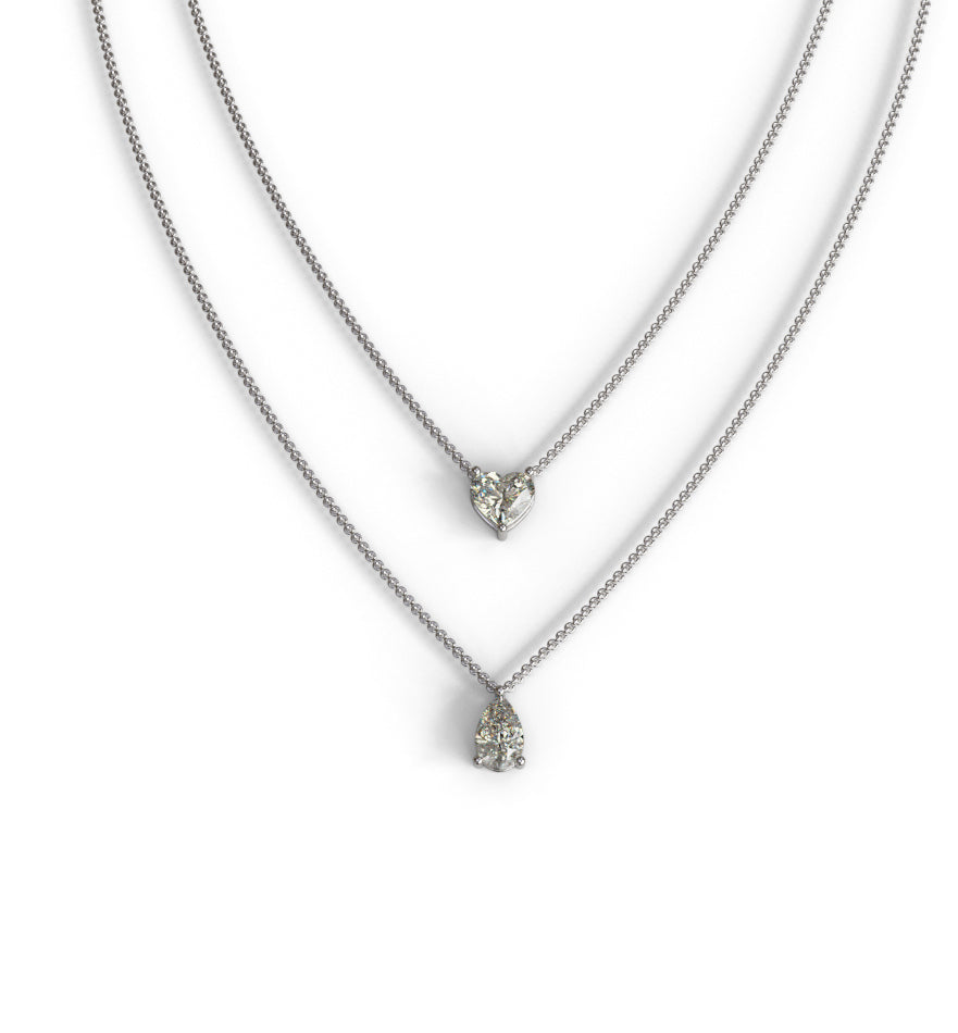 Double Row Heart & Pear Shape Diamond Necklace image 9