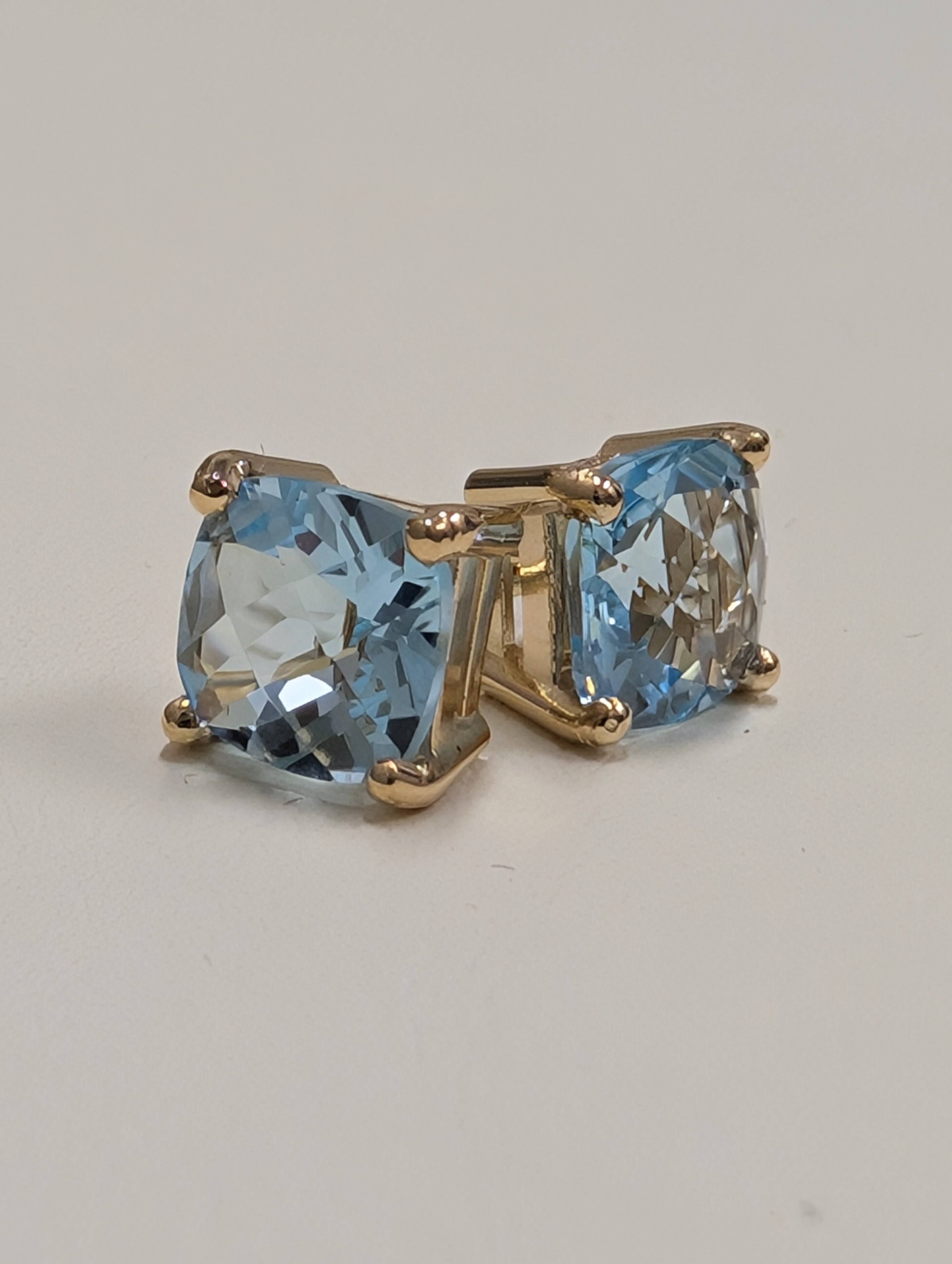 Cushion Cut Sky Blue Topaz Stud Earring image 2