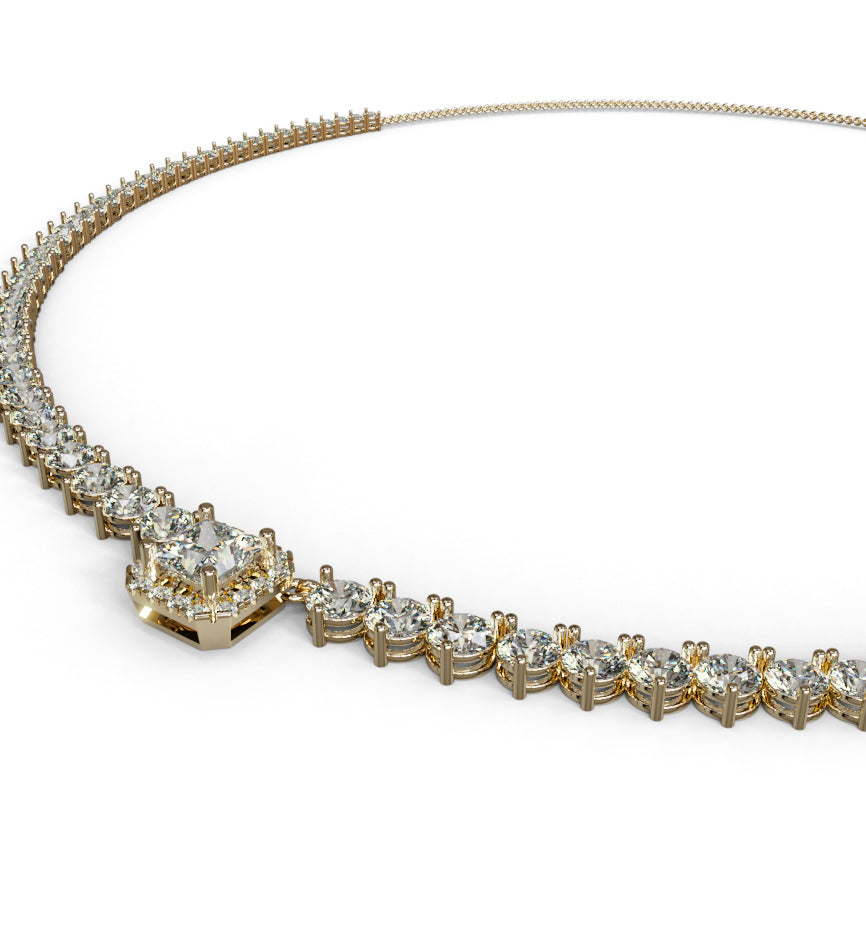 1.5ct Princess Center 3 Prongs Tapered Diamond Tennis Necklace image 8