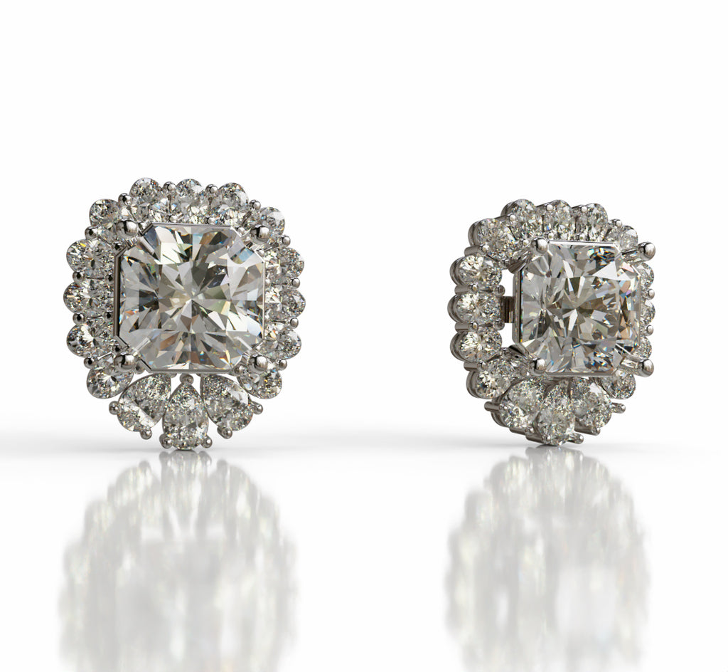 Radiant Center Diamond Stud Earring image 3