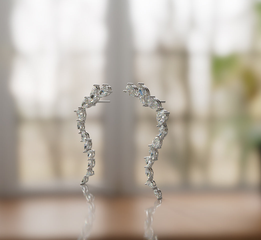 Marquise and Pear Diamond Drop Earring image 4