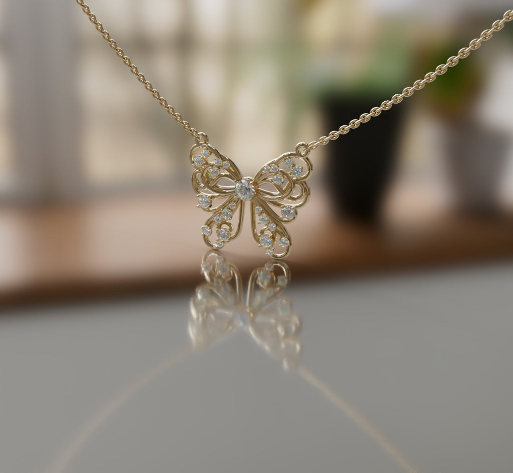 Butterfly Flower Fancy Diamond Pendant image 9