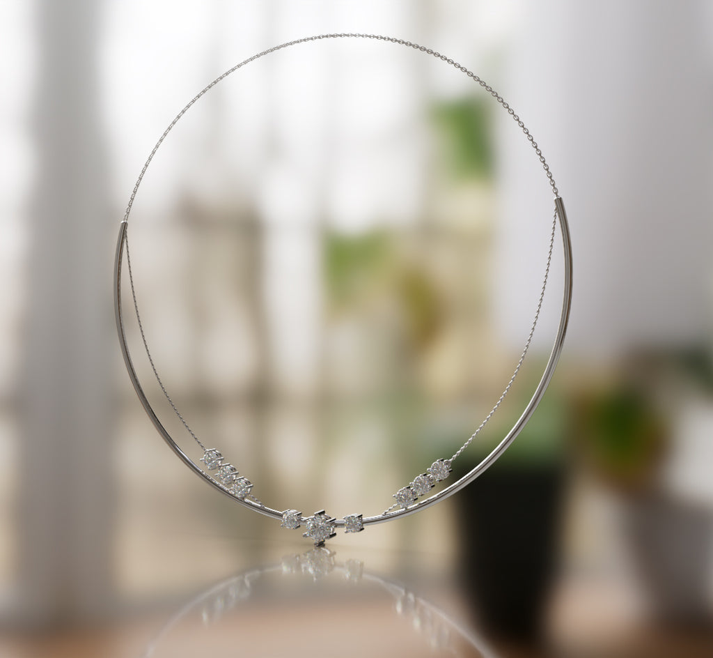Double Row Chain Diamond  Necklace image 3