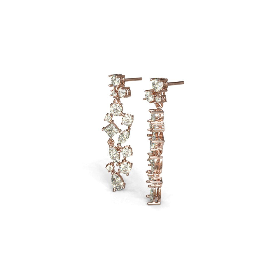 Fancy Shapes Cluster Diamond Dangle Earring image 9