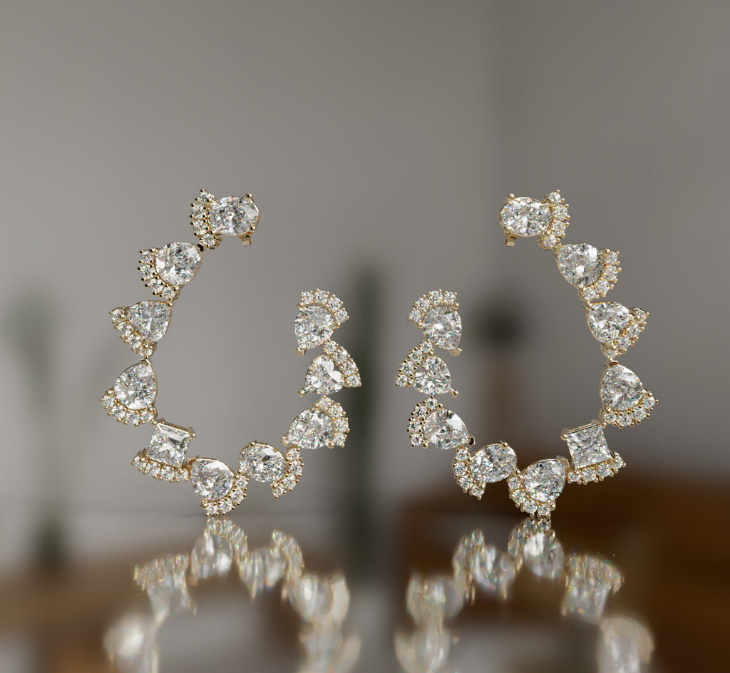 Pear and Round Loop Diamond Earring image 1