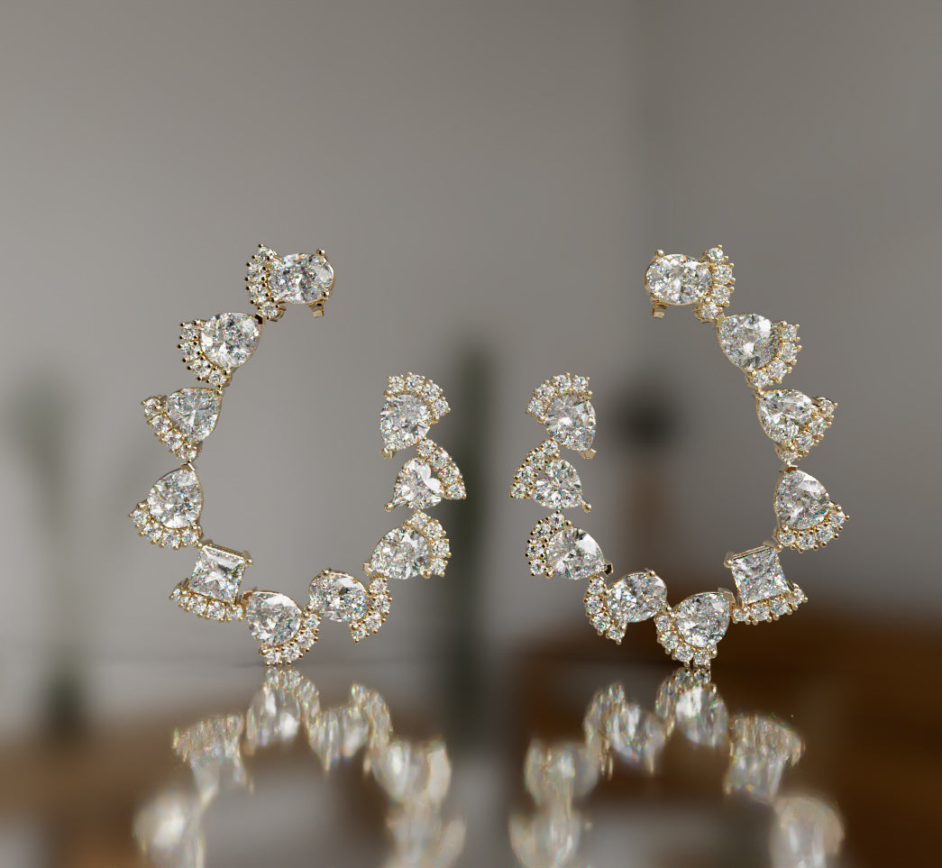 Pear and Round Loop Diamond Earring image 1
