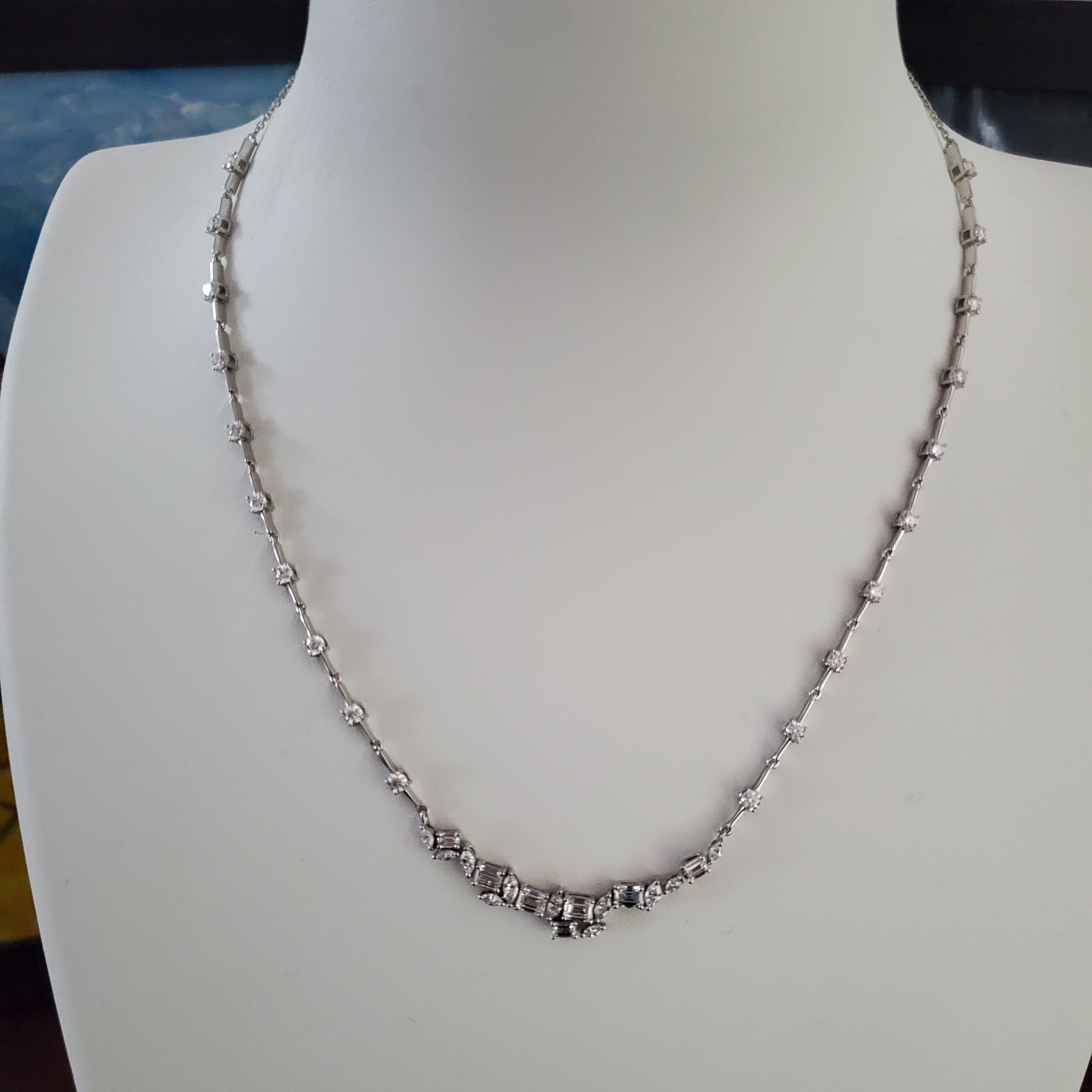 Crooked Smile Diamond Bar Link Necklace image 6