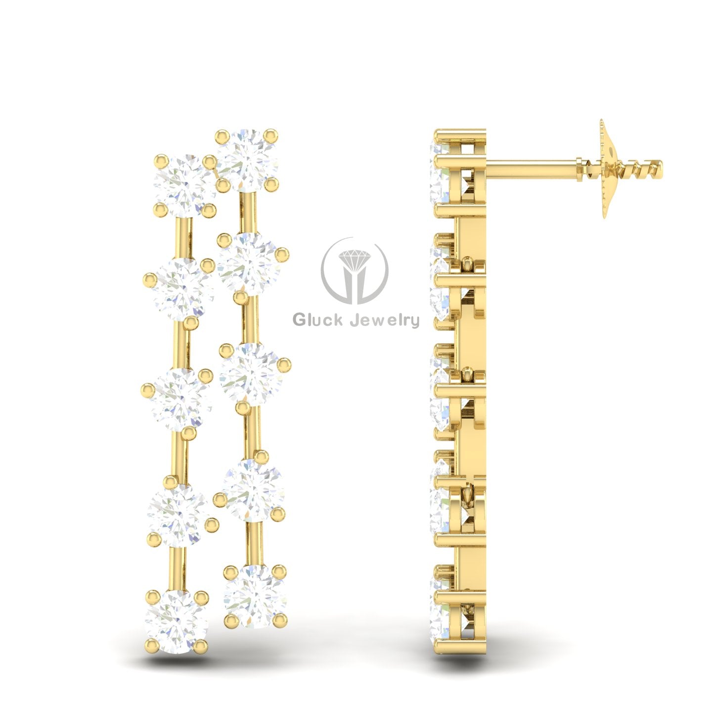 Double Row Diamond Dangle Earring image 1