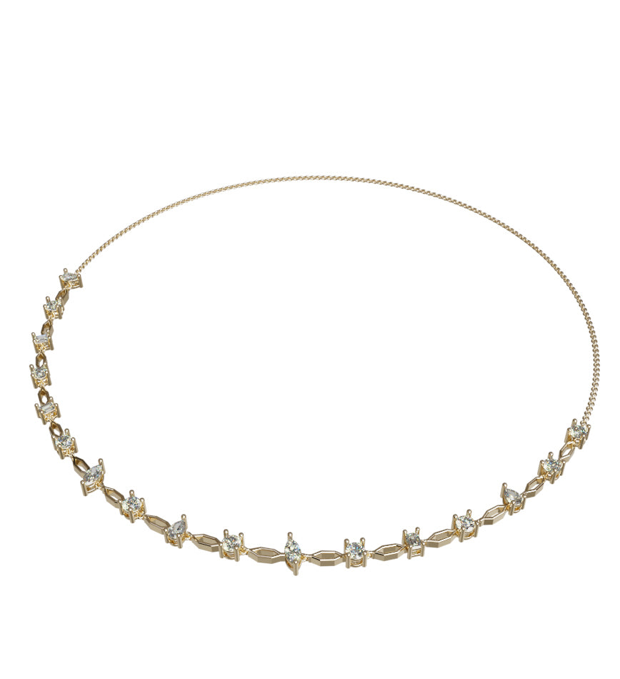 Fancy Link Diamond Necklace 16" image 4
