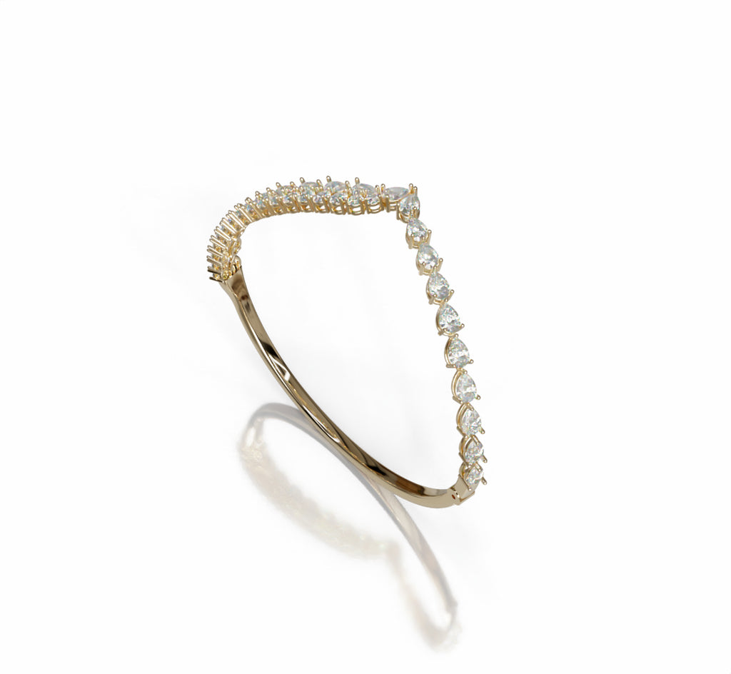 V Shape Pear Shapes and Round Diamond Bangle image 4