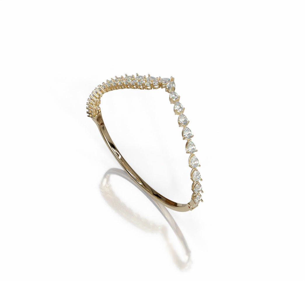 V Shape Pear Shapes and Round Diamond Bangle image 4