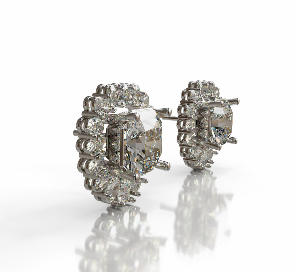 Radiant Center Diamond Stud Earring image 2