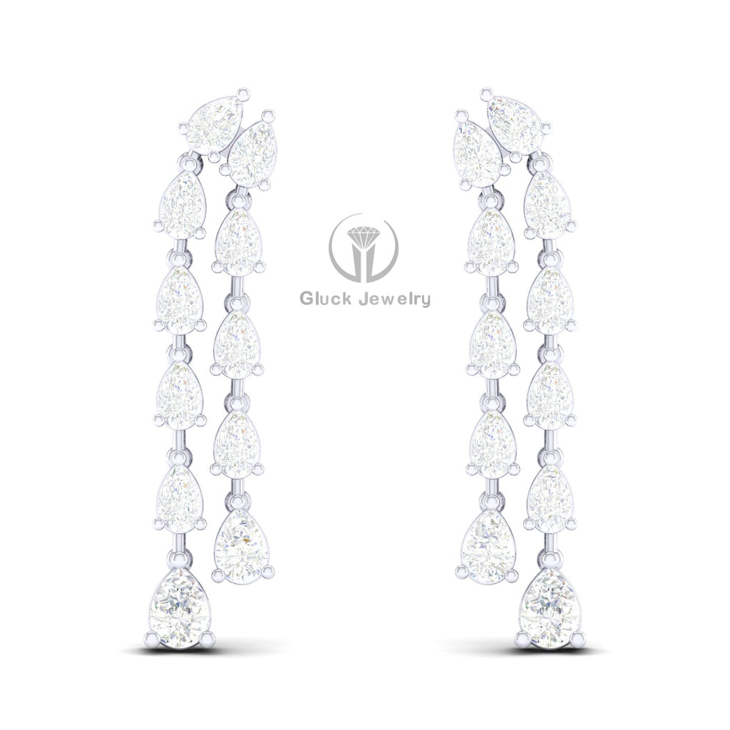 Double Row Pear Shape Diamond Earring image 6