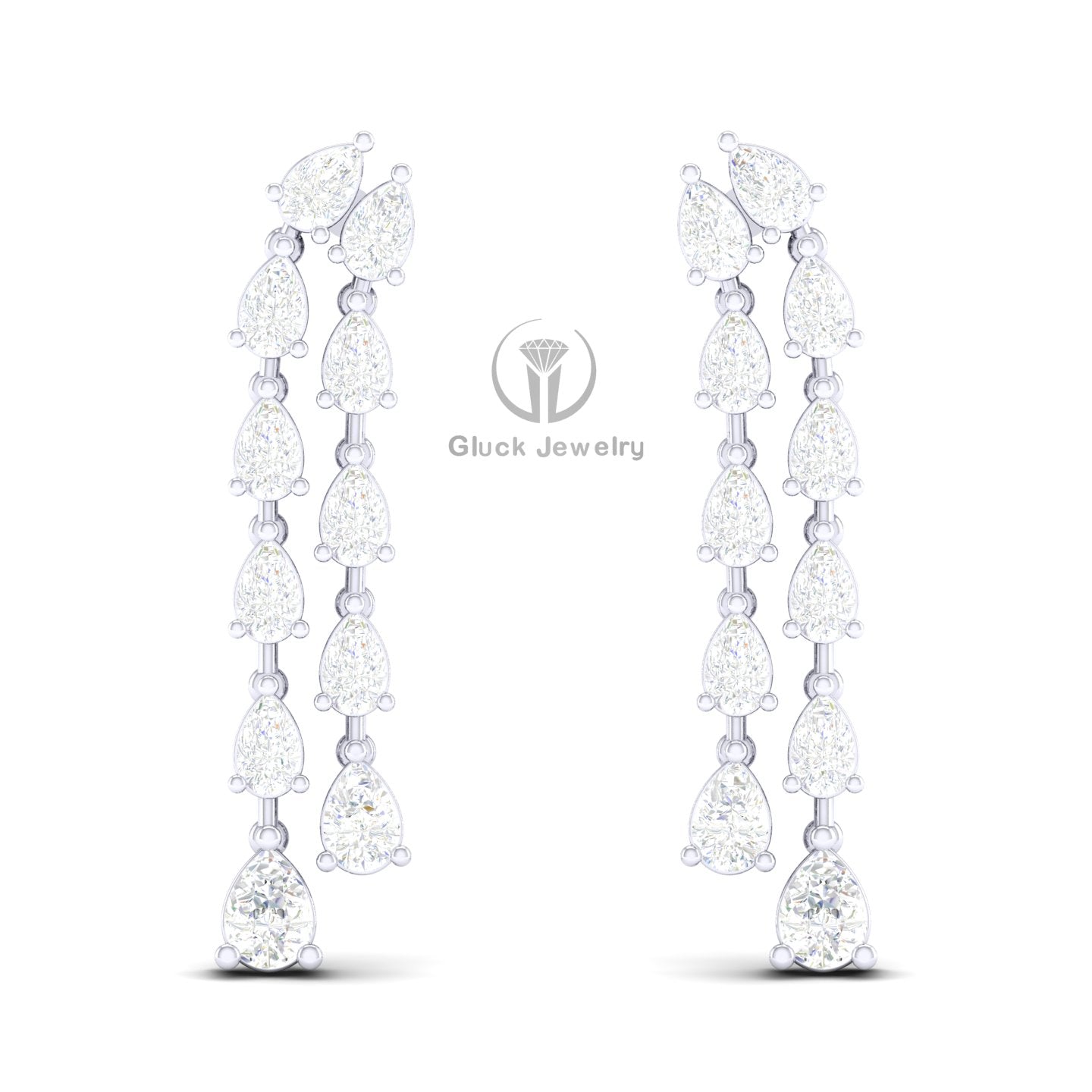 Double Row Pear Shape Diamond Earring image 6