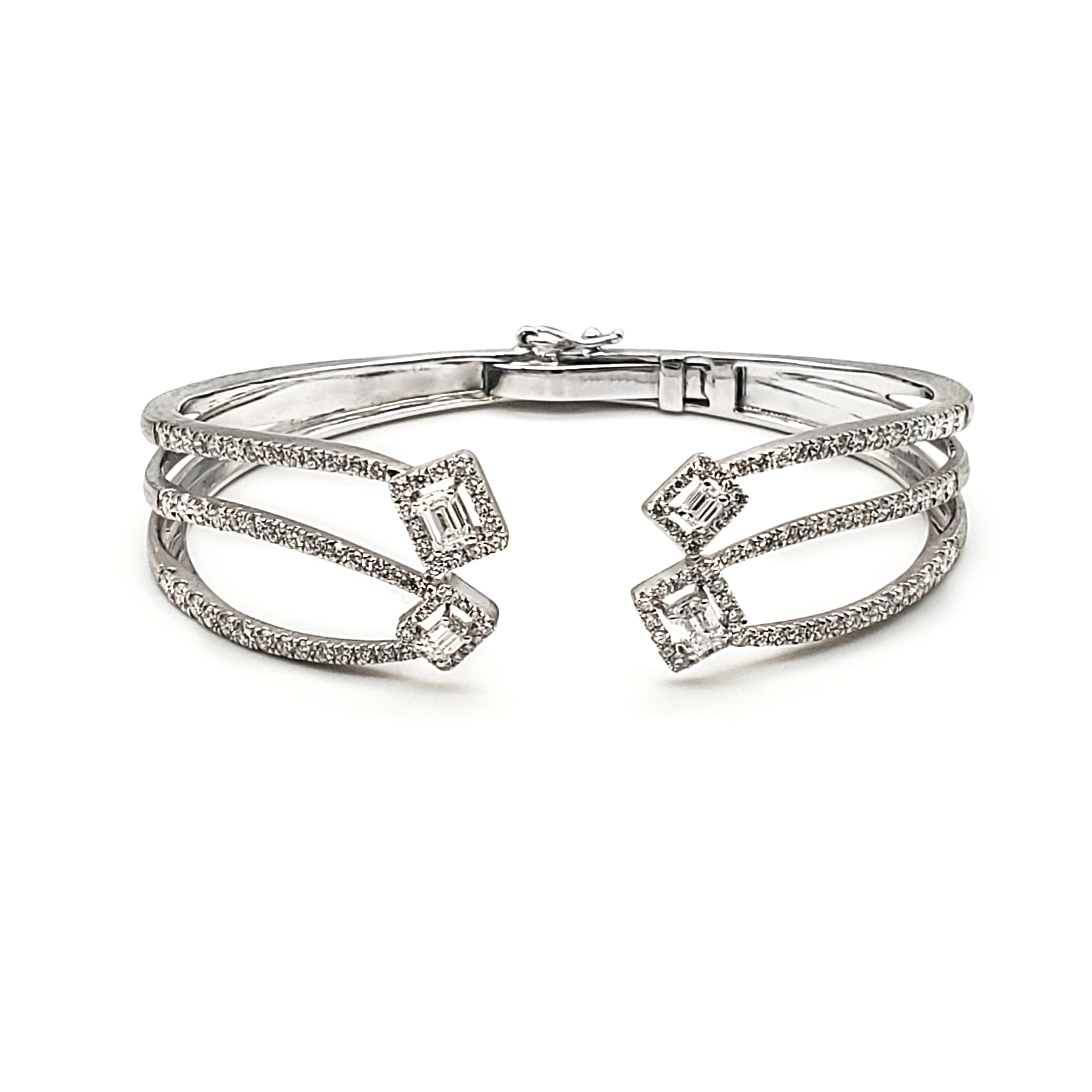 Emerald Diamond Fancy Cuff Bangle image 0