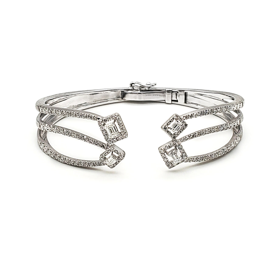 Emerald Diamond Fancy Cuff Bangle