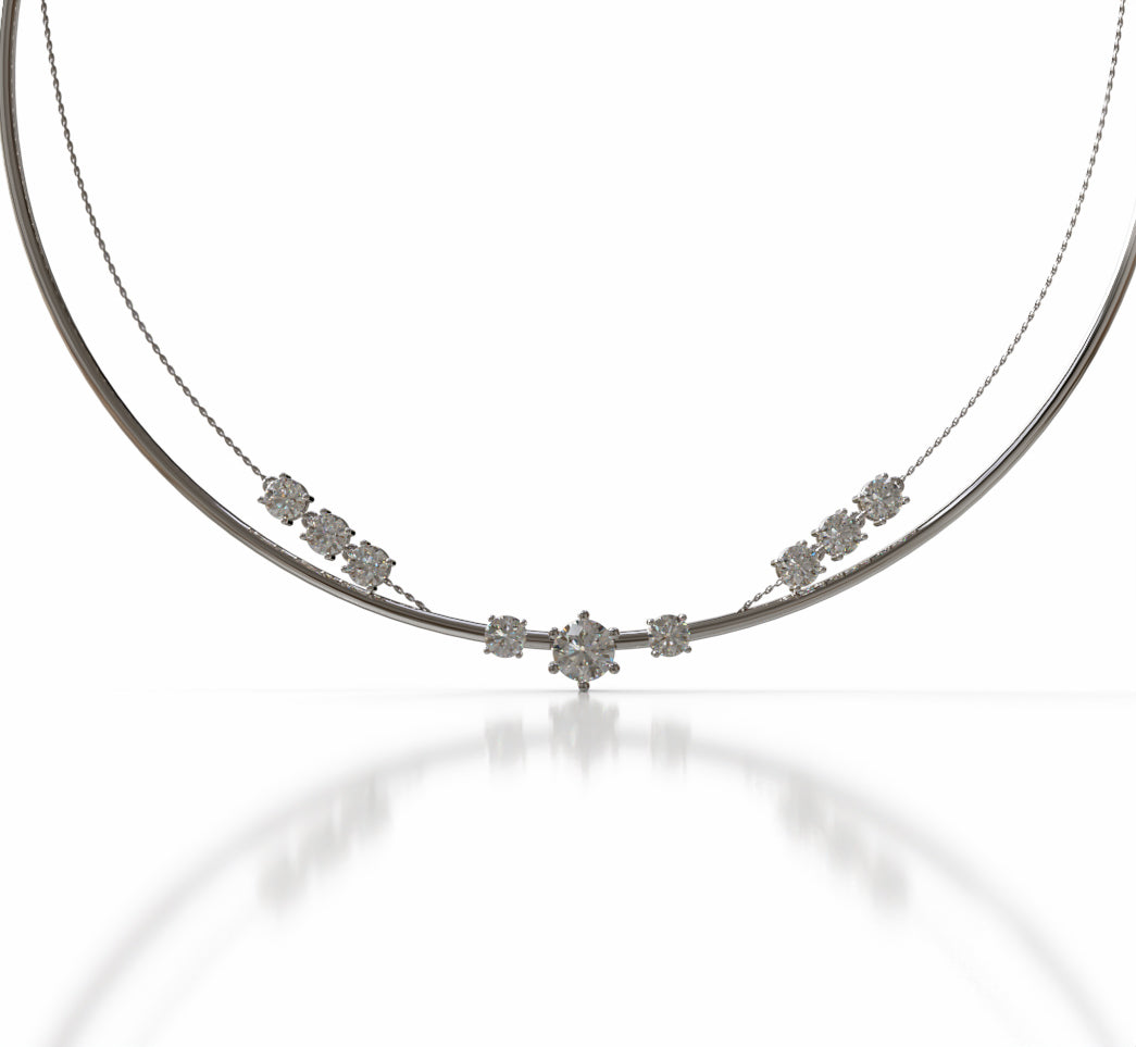 Double Row Chain Diamond  Necklace image 1