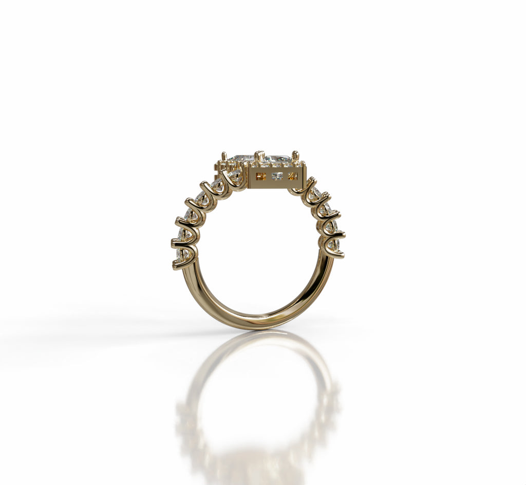 Princess and Pear Halo Split Diamond Ring image 5