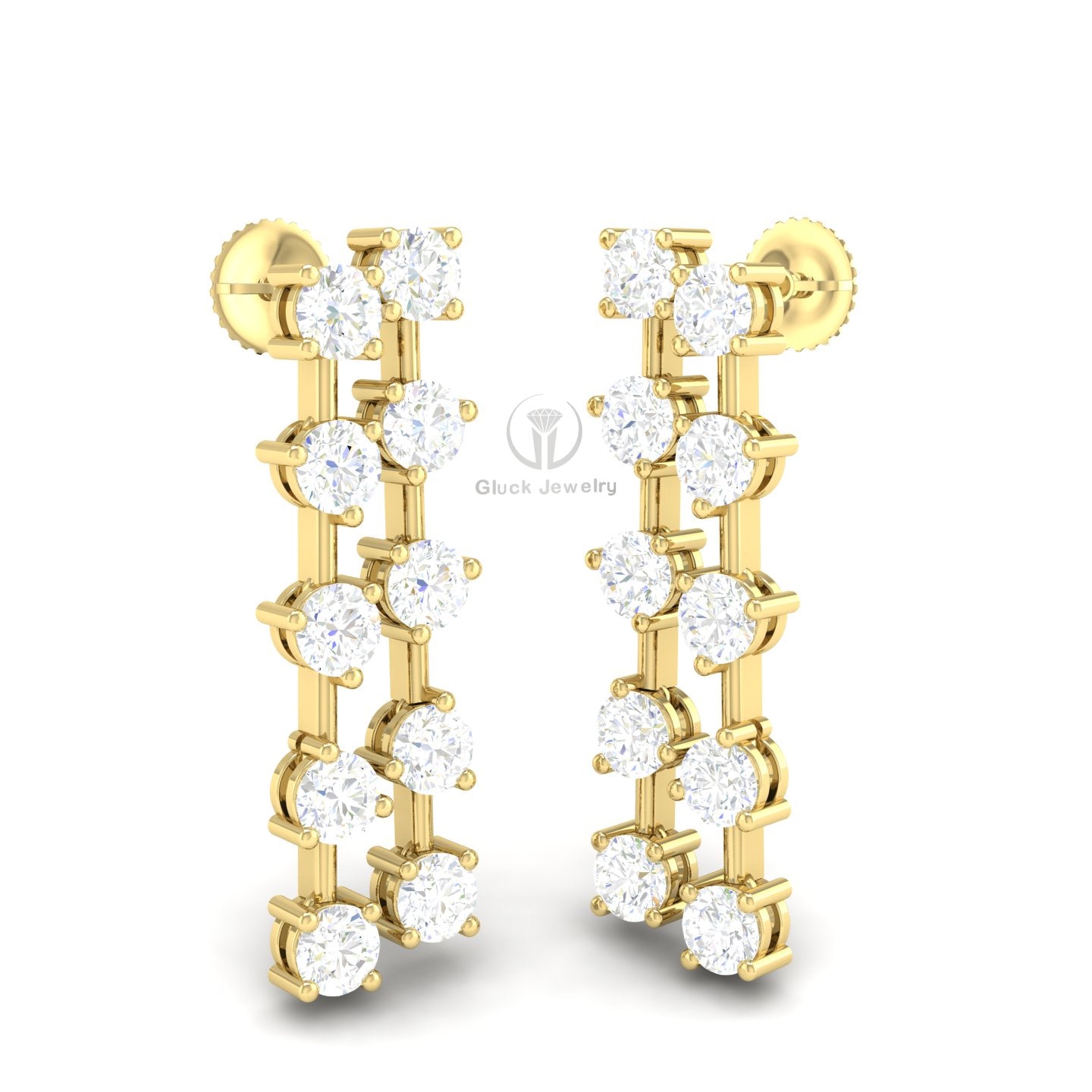Double Row Diamond Dangle Earring image 0