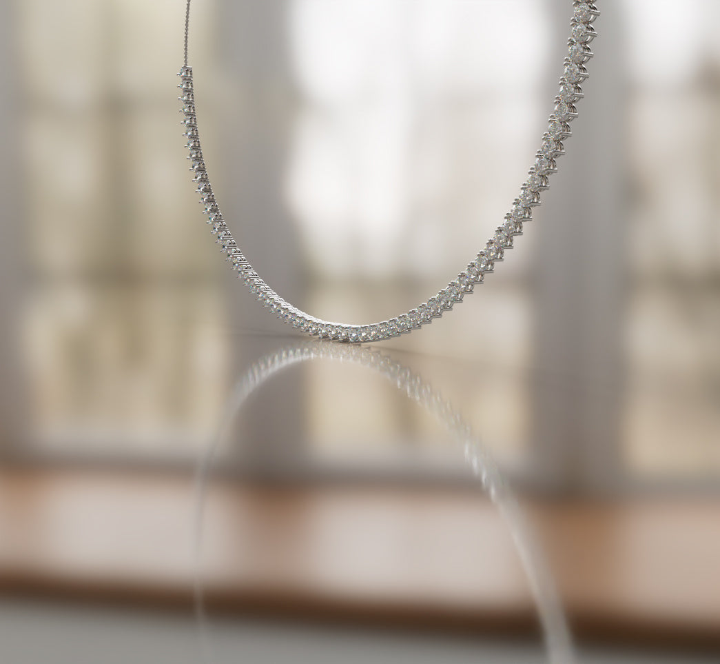 3 Prong Classic Diamond Tennis Necklace image 4