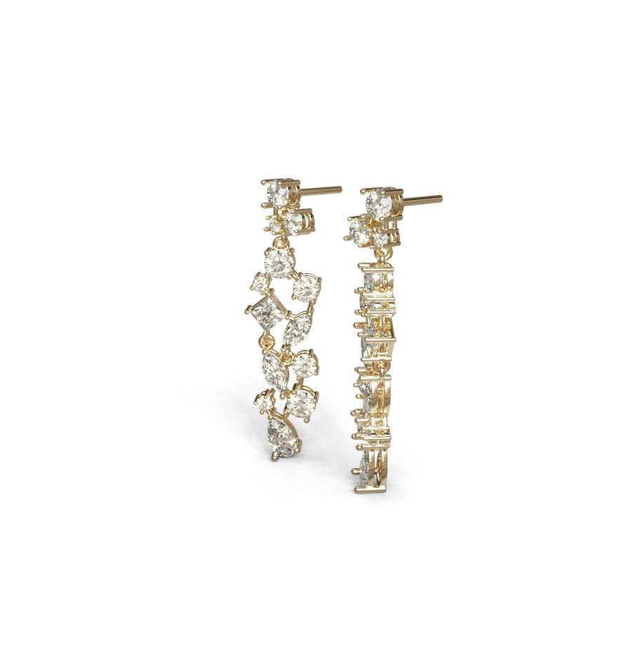 Fancy Shapes Cluster Diamond Dangle Earring image 10