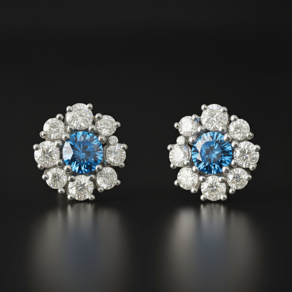 Golden Bloom Diamond Stud Earring image 4