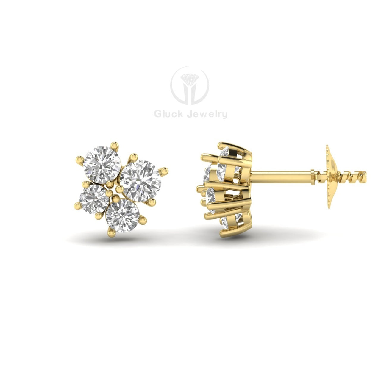 Four Stone Stud Earring image 7