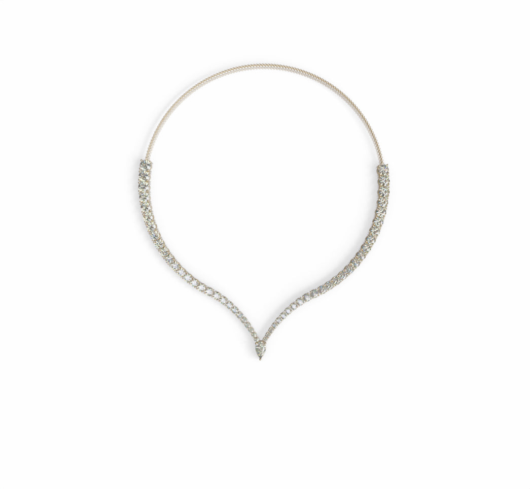 V Shape with Pear Diamond Necklace image 5