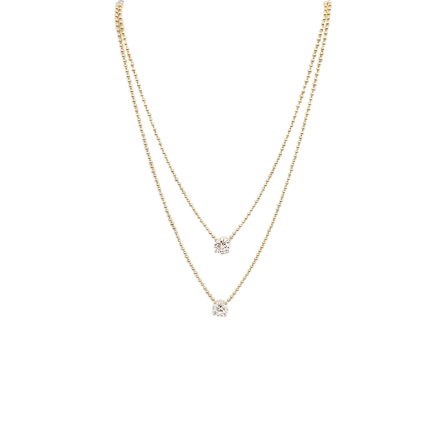 Two Row Ball Chain Diamond Pendant