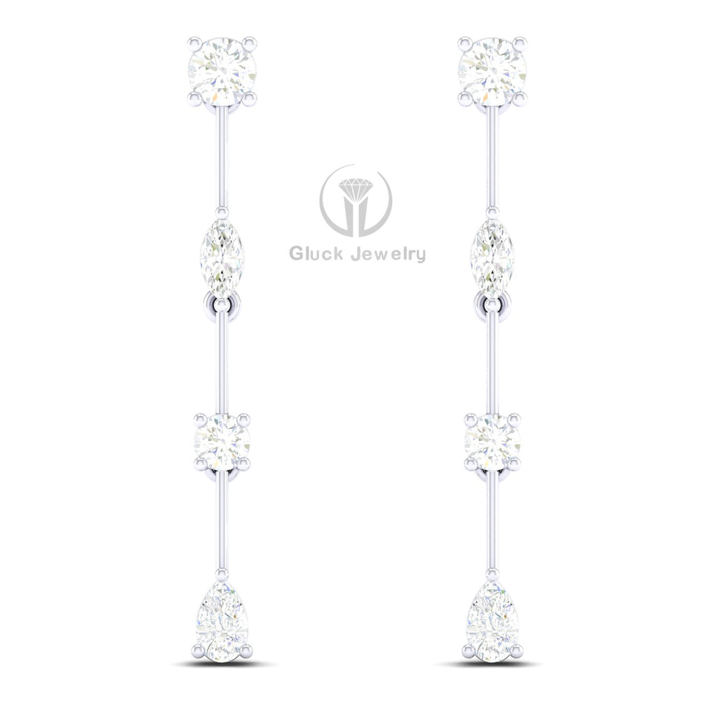 Drop Earring with Fancy & Round Diamonds image 5