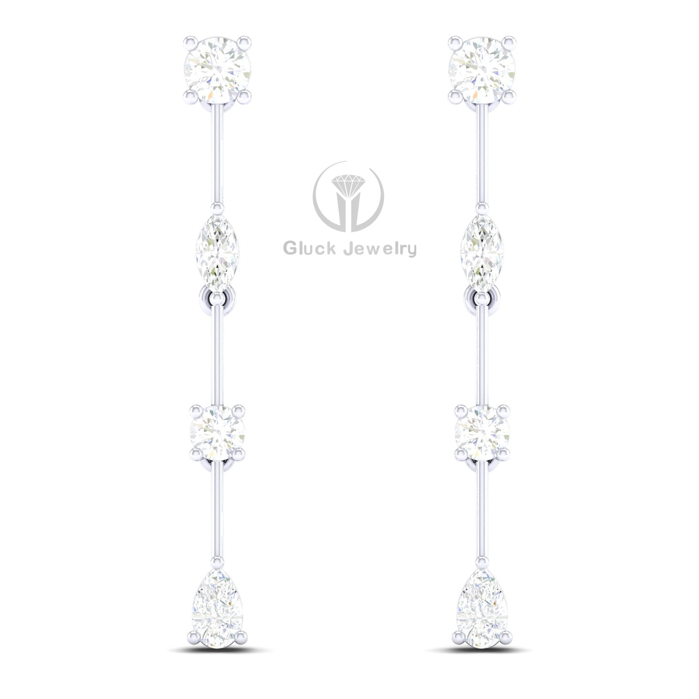 Drop Earring with Fancy & Round Diamonds image 5