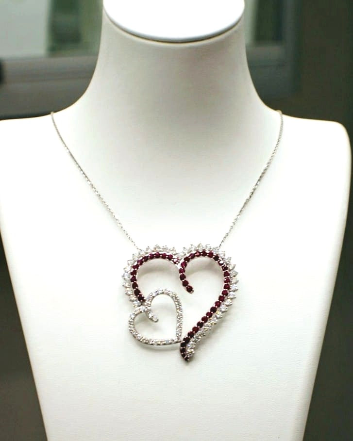 Heart Pendant with Created Ruby Stone image 3