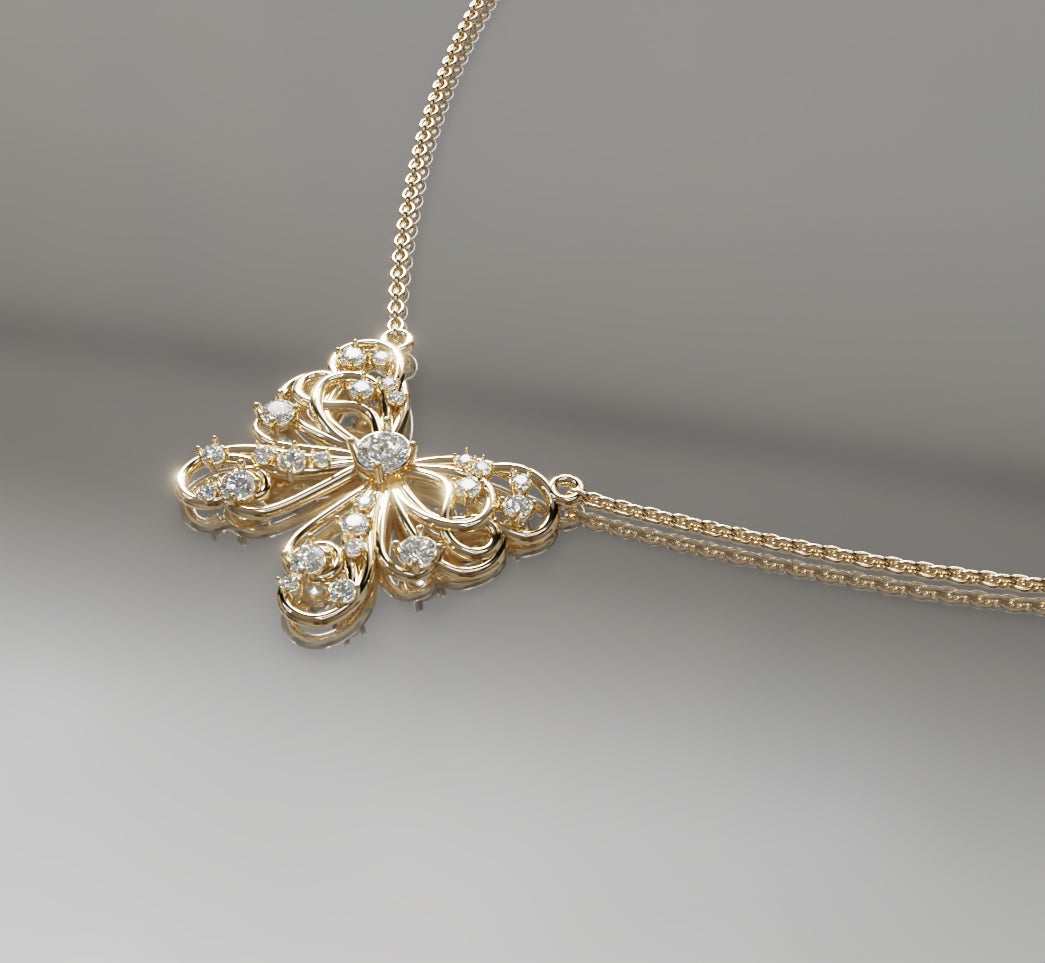 Butterfly Flower Fancy Diamond Pendant image 4