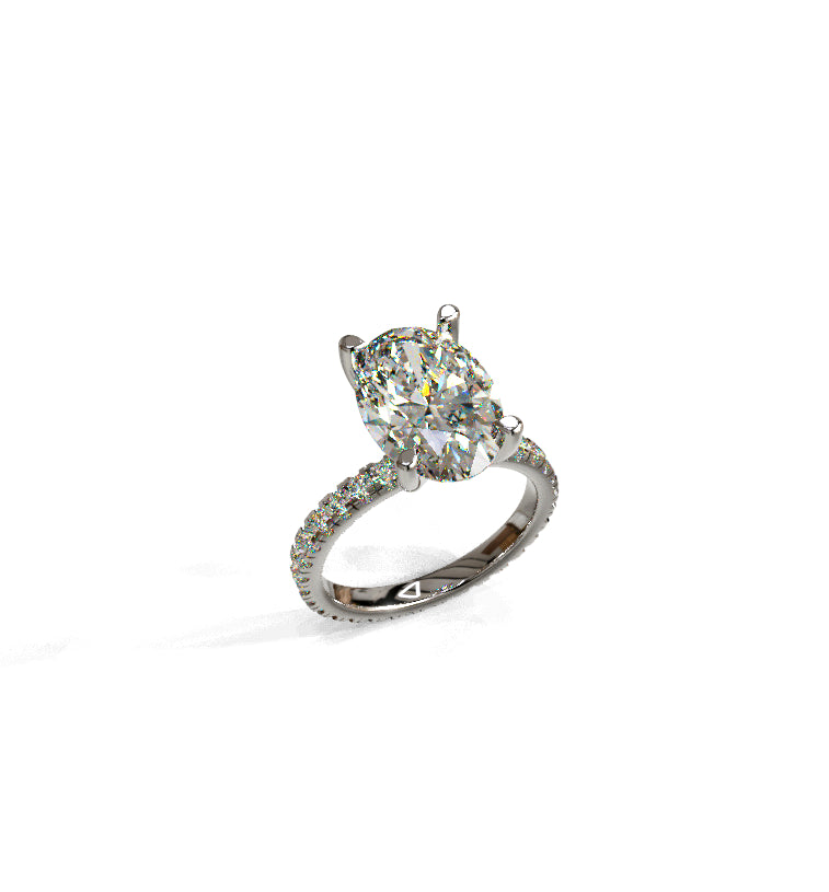 4ct Oval Cut Diamond Micro Pave Engagement Ring image 0
