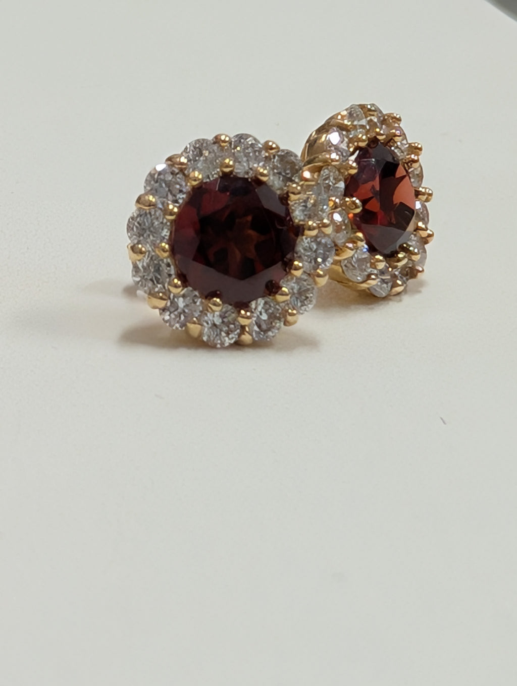 Martini Halo Genuine Garnet Stud Earring image 4