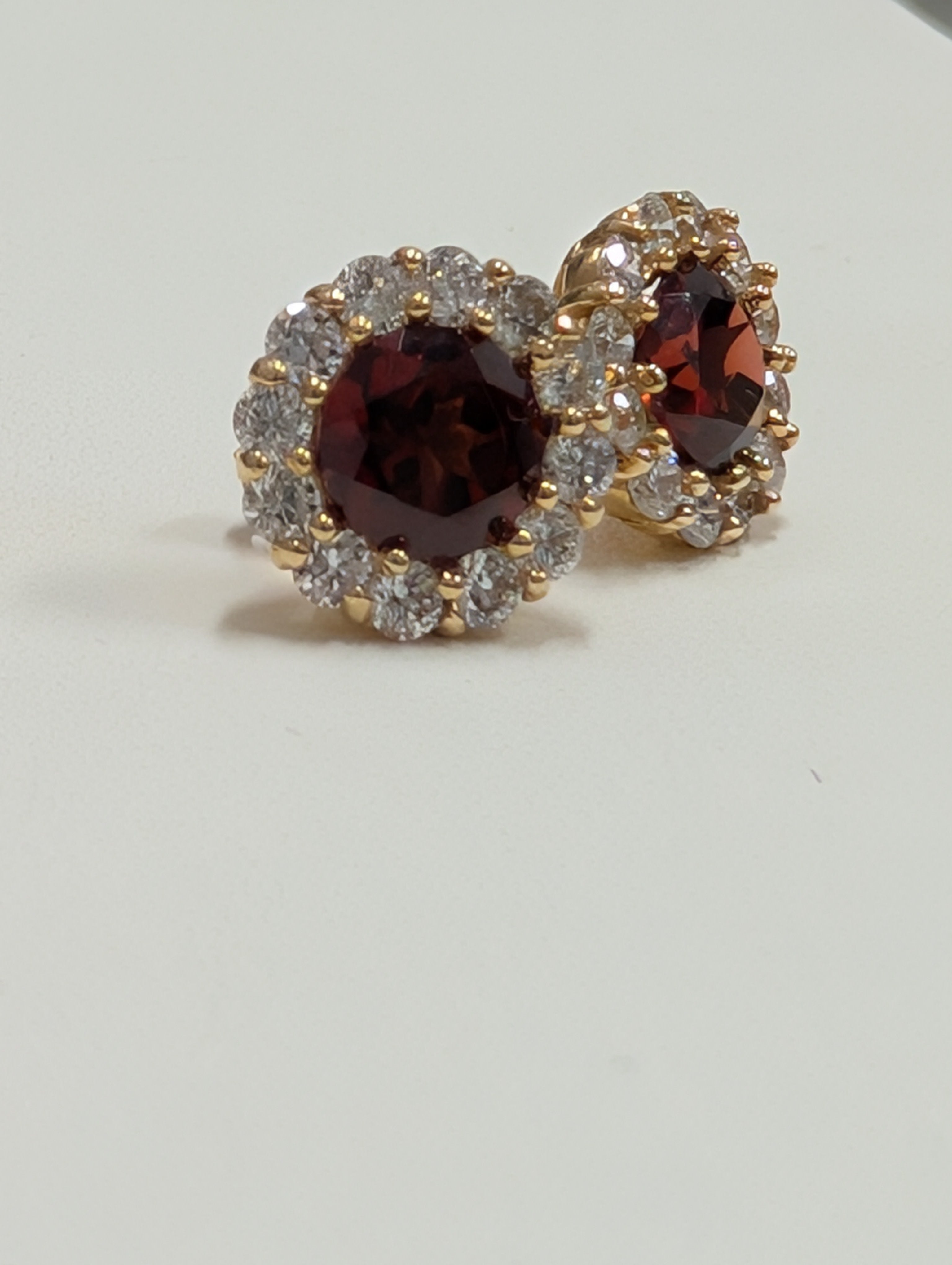 Martini Halo Genuine Garnet Stud Earring image 4