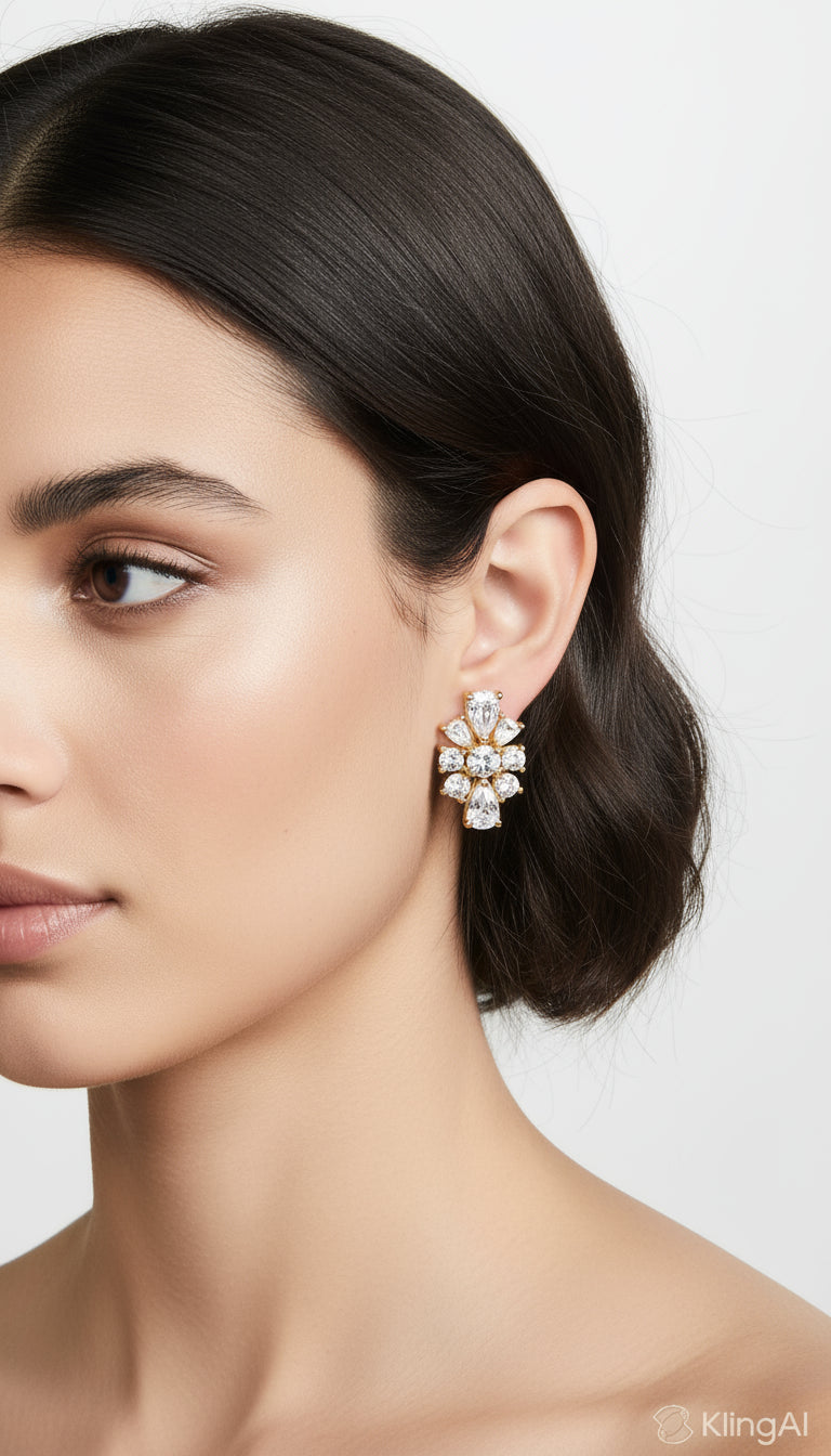 Crown Bloom Cluster Diamond Earrings