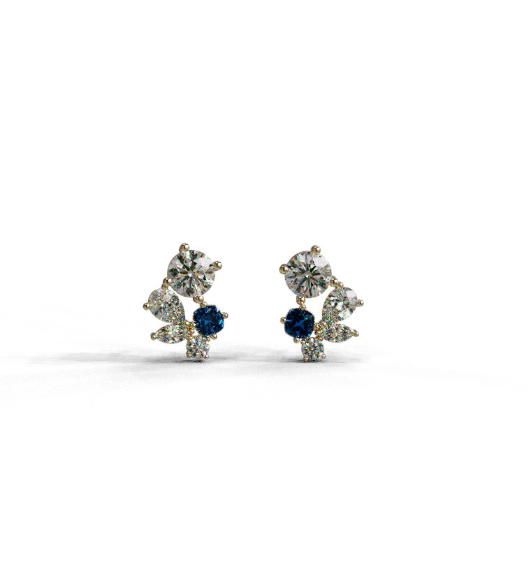 Round & Fancy Shape Diamond Cluster Stud Earring image 3