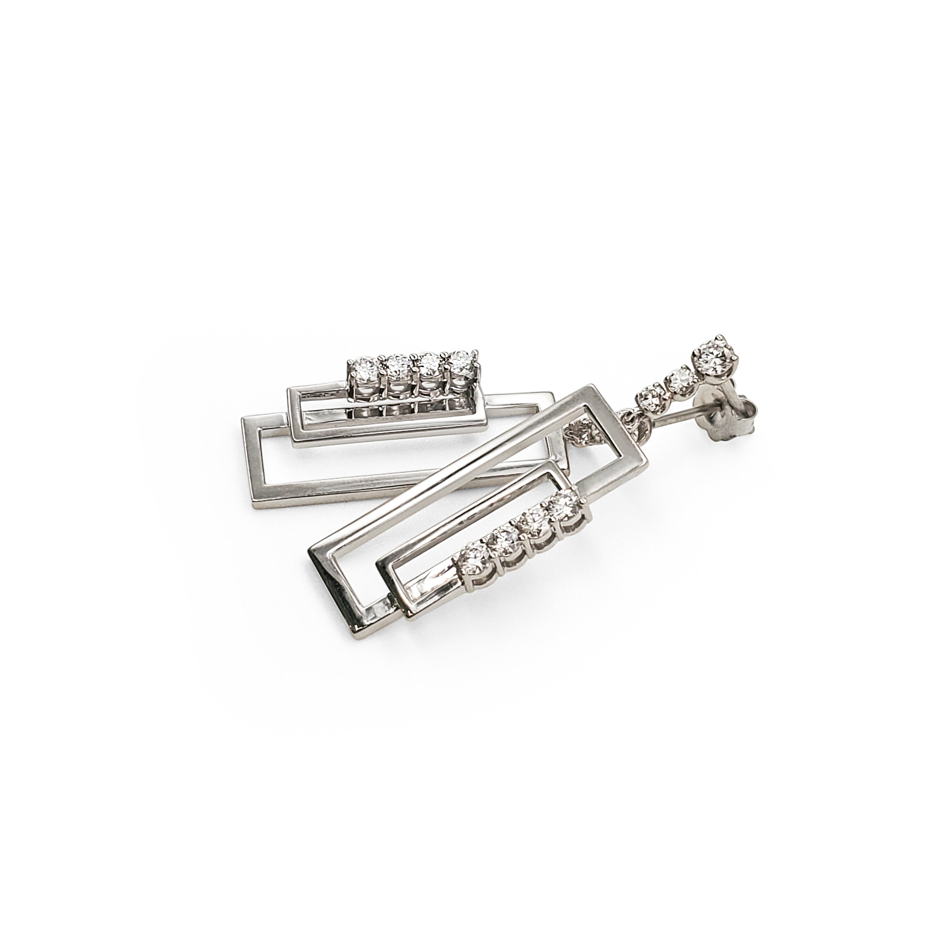 Double Rectangle Diamond Earring image 1