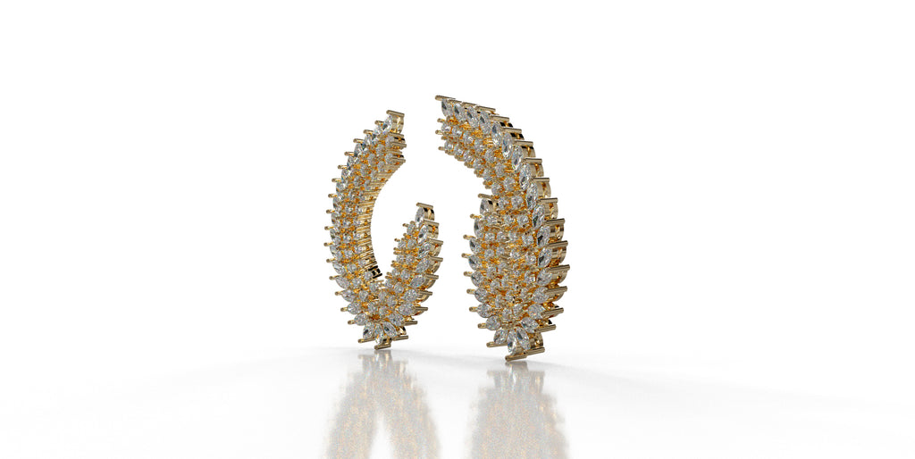 Peacock Tail Curved Diamond  Earring image 2