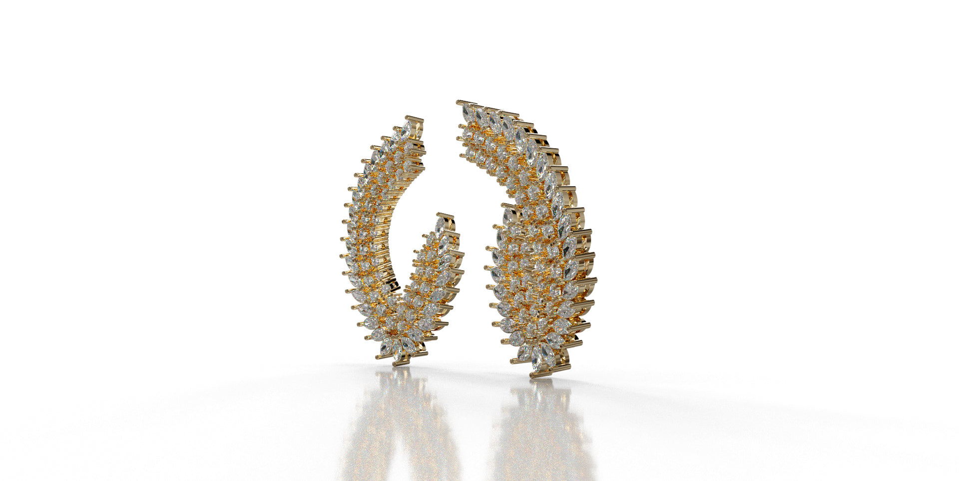 Peacock Tail Curved Diamond  Earring image 2