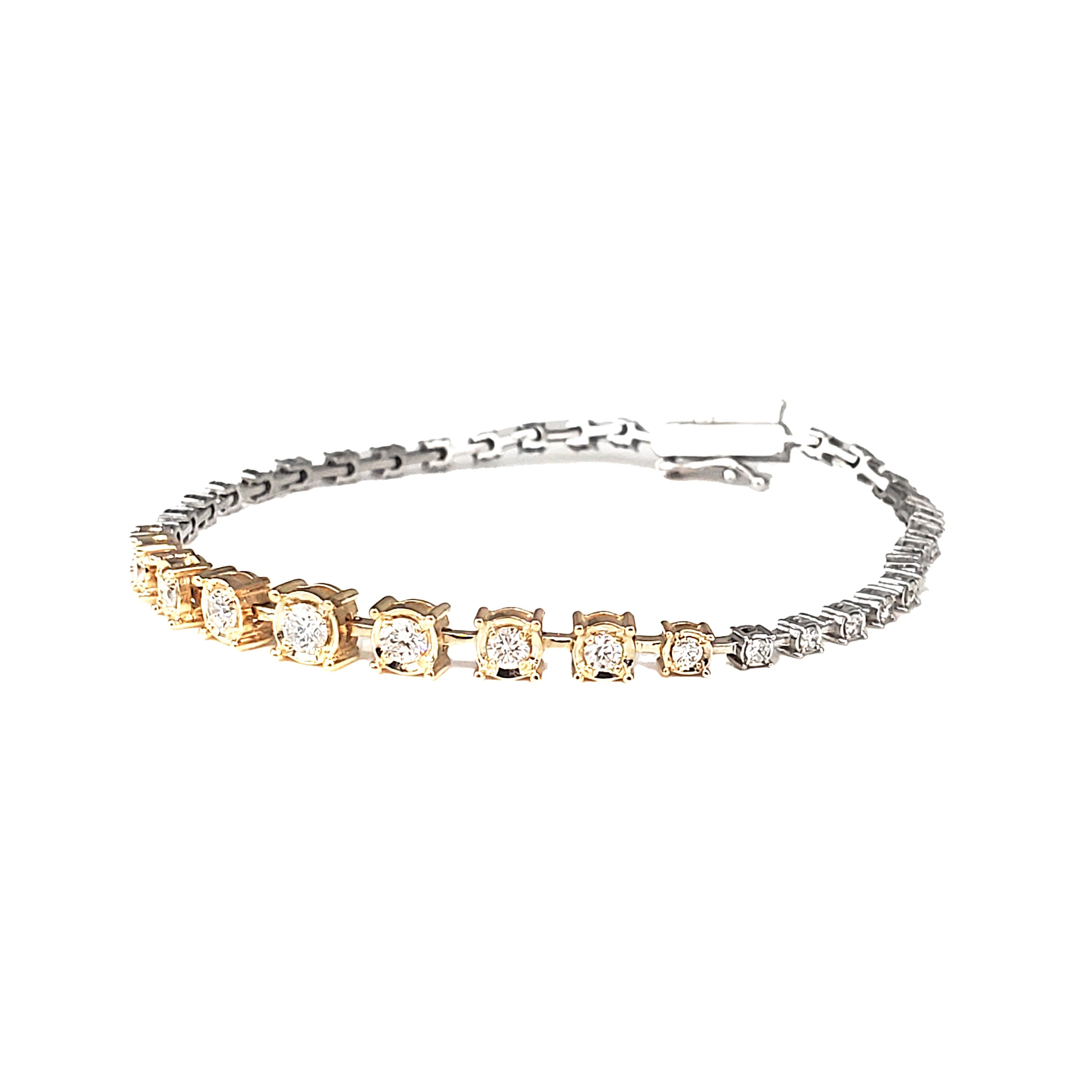 Two Tone Tapered Tennis Bracelet image 1