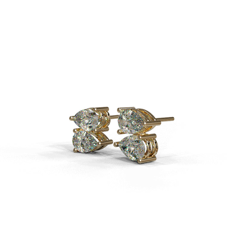 Double Pear Diamond Cluster Stud Earring image 4