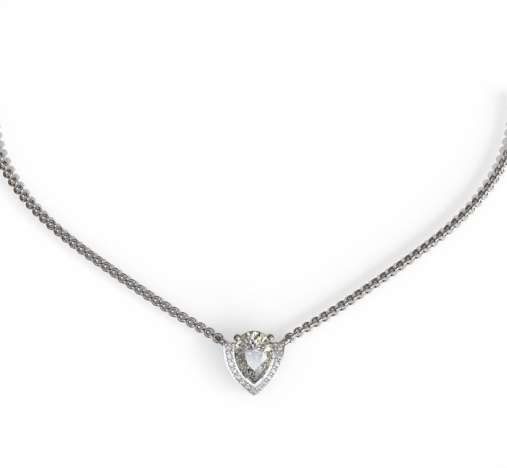 Pear Half Halo Diamond Dangle Pendant image 4