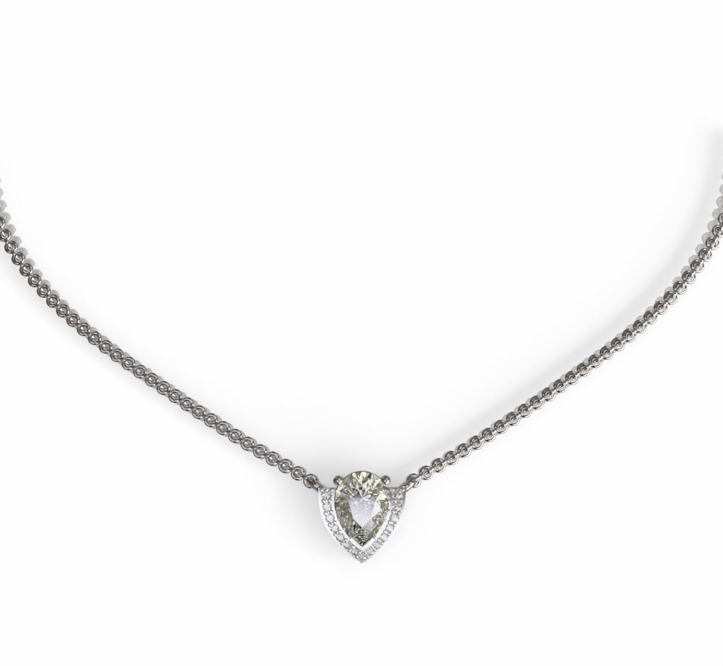 Pear Half Halo Diamond Dangle Pendant image 4